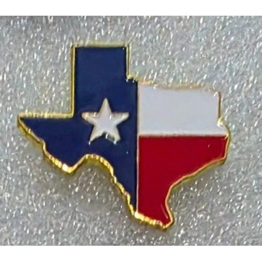 Texas State Flag Enamel Pin Lone Star Map Lapel Hat Tie Tack Souvenir Gold Tone
